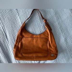 Vince Camuto Brown Leather Shoulder Bag with Minimalist Design